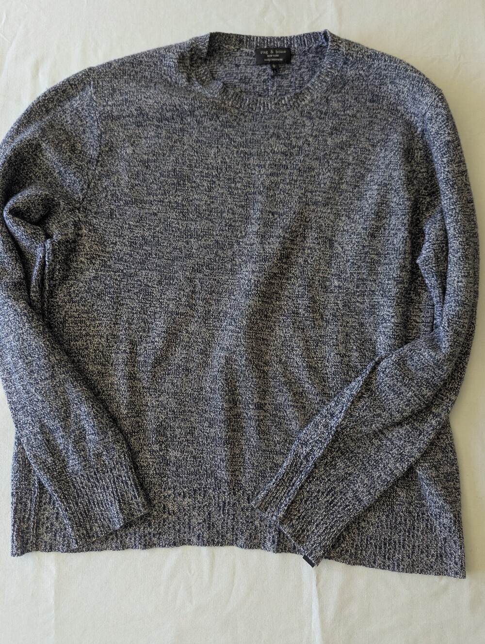 Rag & Bone 100 Percent Cashmere Marled Blue Crew Neck Sweater